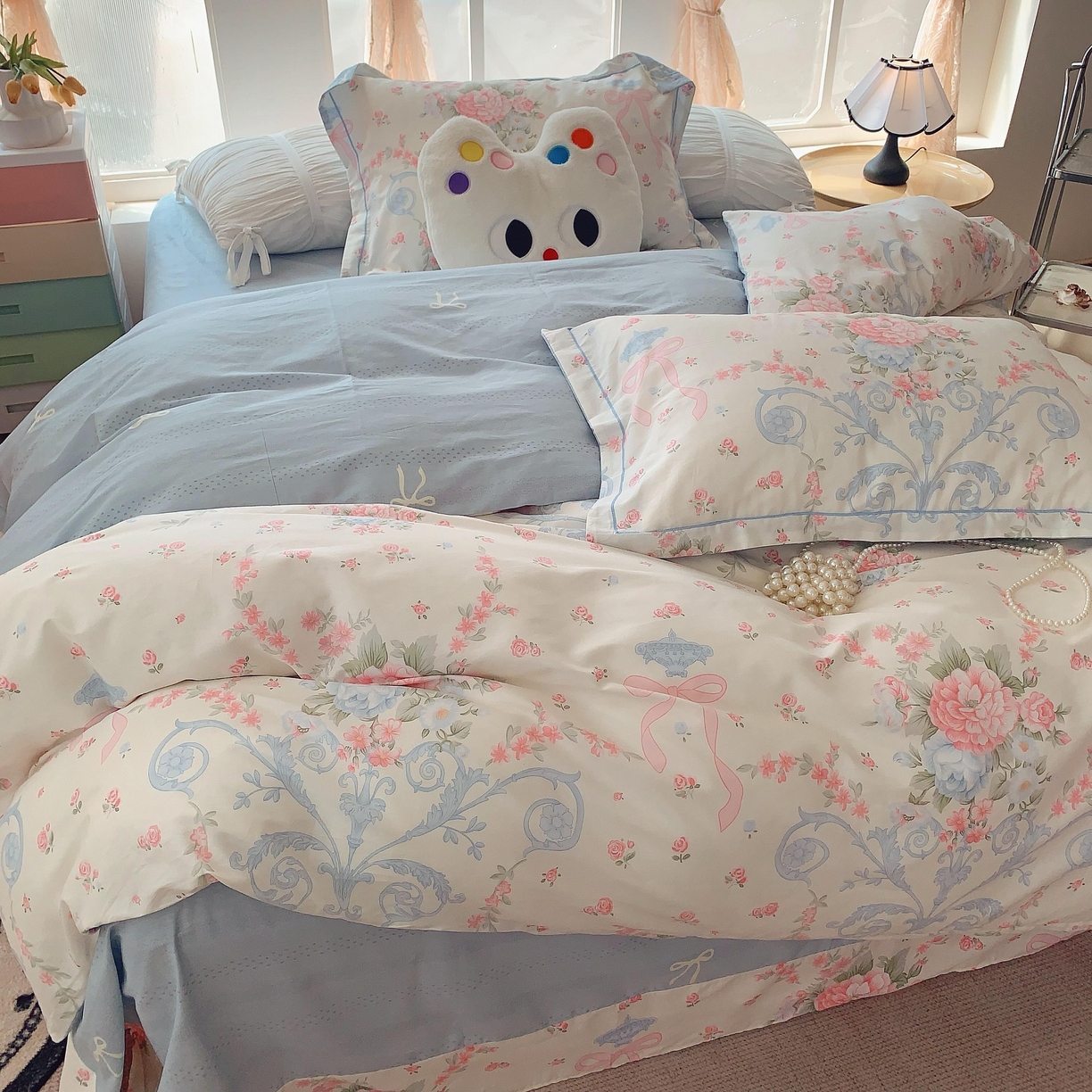 91家纺网 家纺一手货源 找家纺 莱豫家纺 2025新款亲肤舒适小清新印花纯棉四件套 半夏倾城