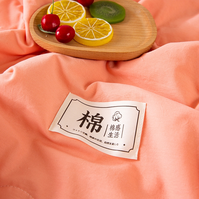 91家纺网 家纺一手货源 找家纺 天瑜家纺 2025新款全棉纯色水洗棉夏被被子被芯 活力橙