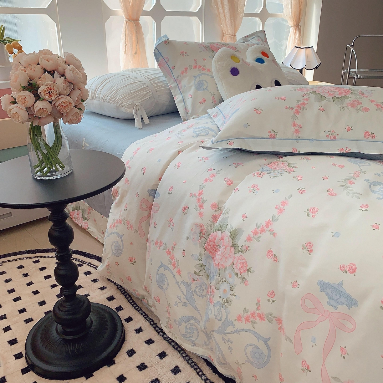 91家纺网 家纺一手货源 找家纺 莱豫家纺 2025新款亲肤舒适小清新印花纯棉四件套 半夏倾城