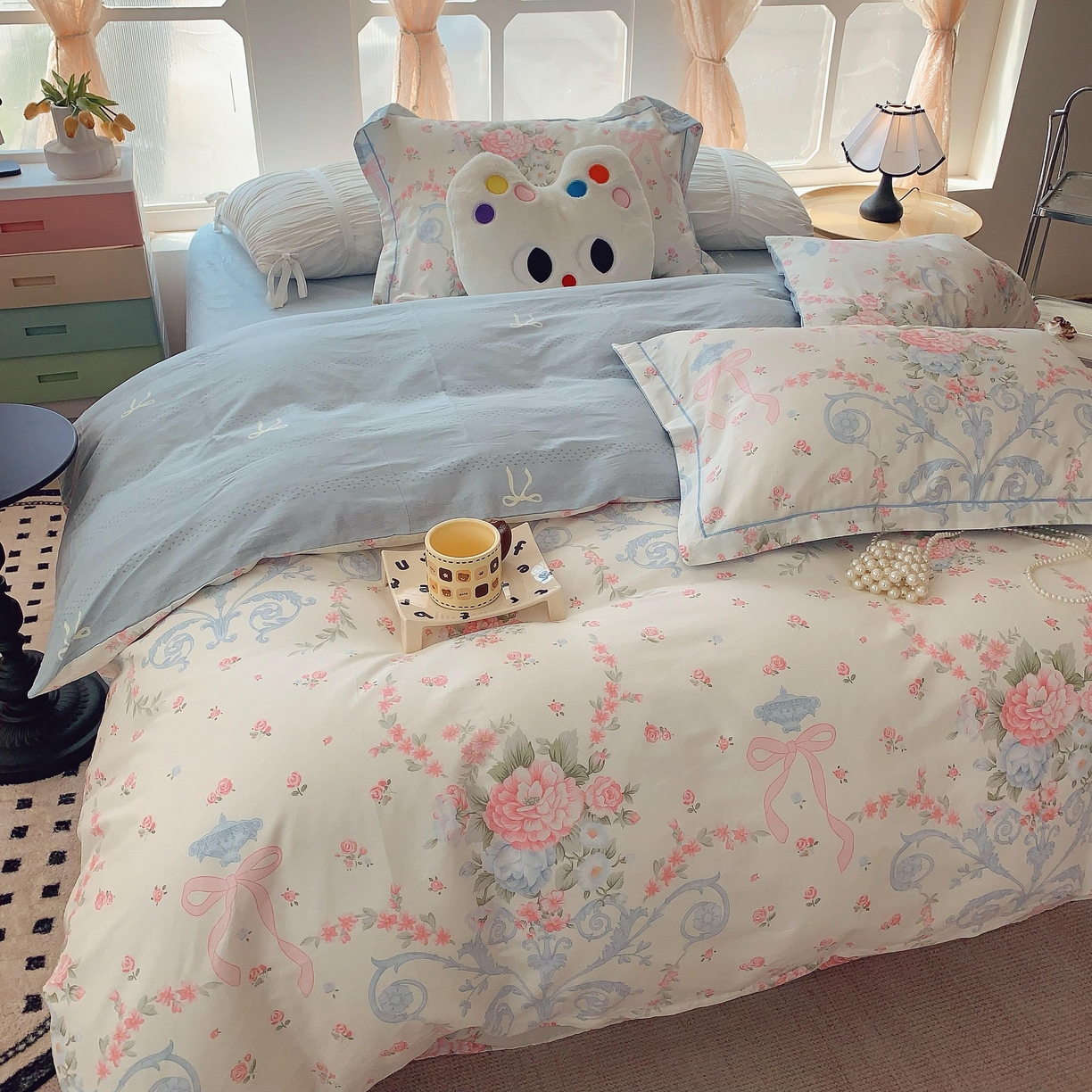 91家纺网 家纺一手货源 找家纺 莱豫家纺 2025新款亲肤舒适小清新印花纯棉四件套 半夏倾城