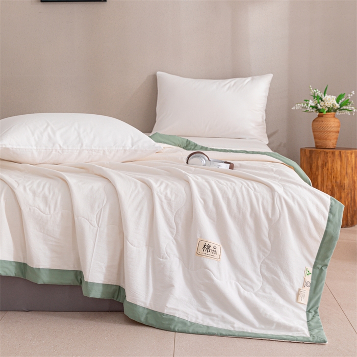 91家纺网 家纺一手货源 找家纺 天瑜家纺 2025新款全棉纯色水洗棉夏被被子被芯 本白