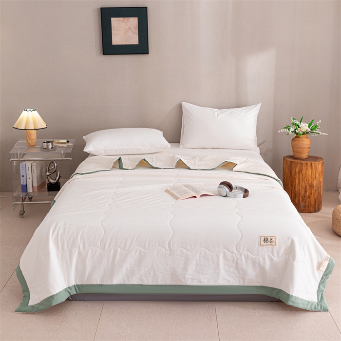 91家纺网 家纺一手货源 找家纺 天瑜家纺 2025新款全棉纯色水洗棉夏被被子被芯 本白