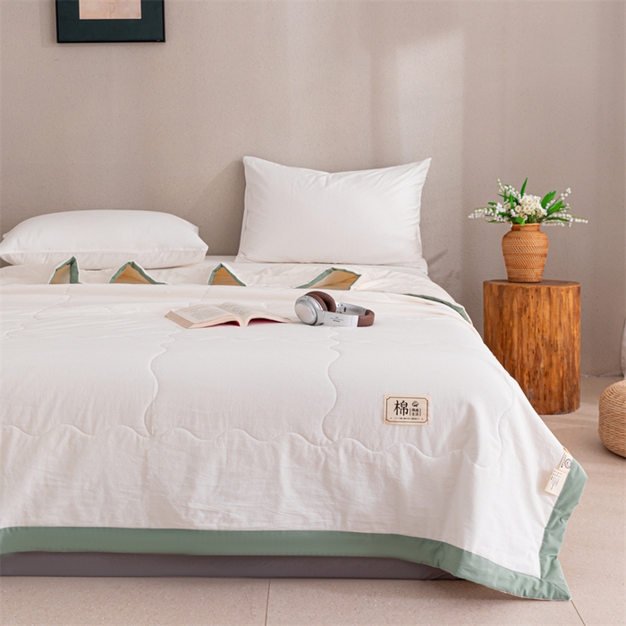 91家纺网 家纺一手货源 找家纺 天瑜家纺 2025新款全棉纯色水洗棉夏被被子被芯 本白