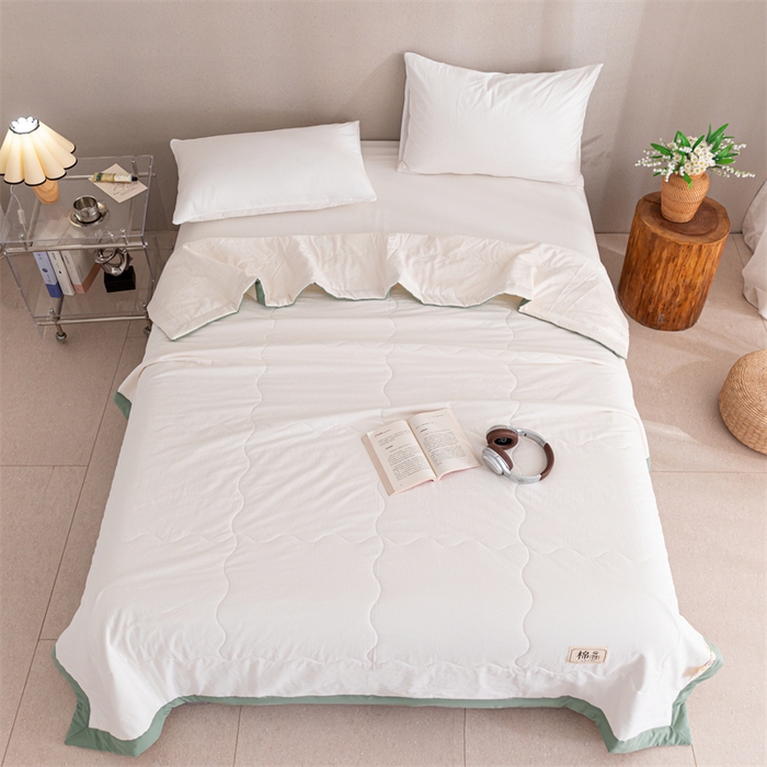 91家纺网 家纺一手货源 找家纺 天瑜家纺 2025新款全棉纯色水洗棉夏被被子被芯 本白