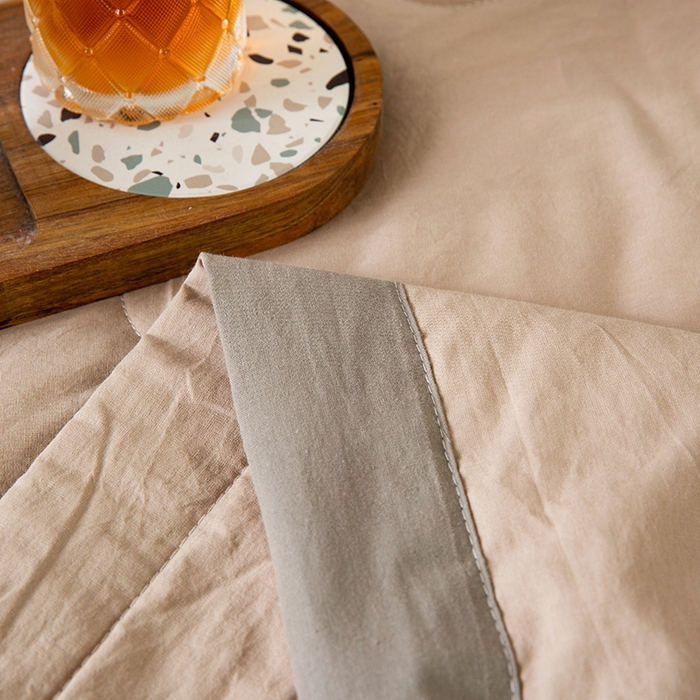 91家纺网 家纺一手货源 找家纺 天瑜家纺 2025新款全棉纯色水洗棉夏被被子被芯 卡其