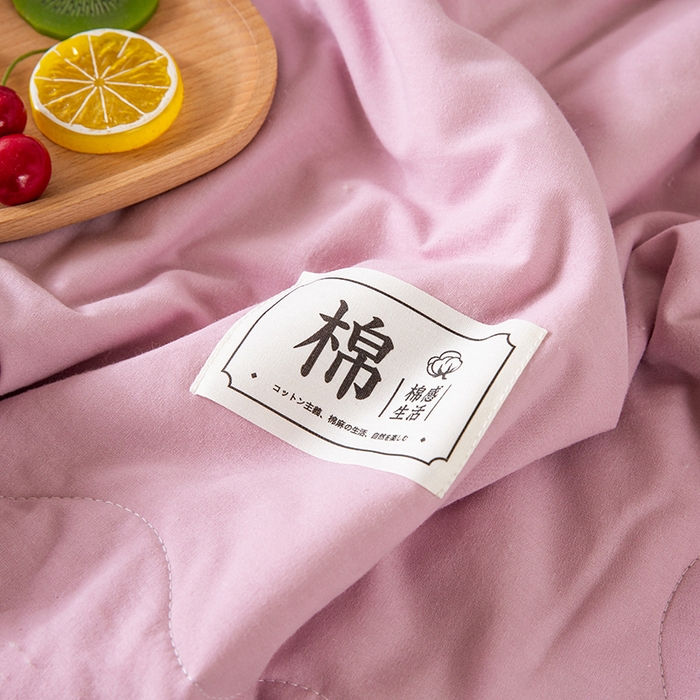 91家纺网 家纺一手货源 找家纺 天瑜家纺 2025新款全棉纯色水洗棉夏被被子被芯 优雅紫