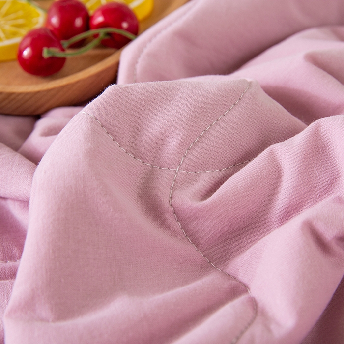 91家纺网 家纺一手货源 找家纺 天瑜家纺 2025新款全棉纯色水洗棉夏被被子被芯 优雅紫