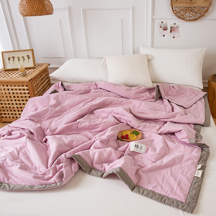 91家纺网 家纺一手货源 找家纺 天瑜家纺 2025新款全棉纯色水洗棉夏被被子被芯 优雅紫