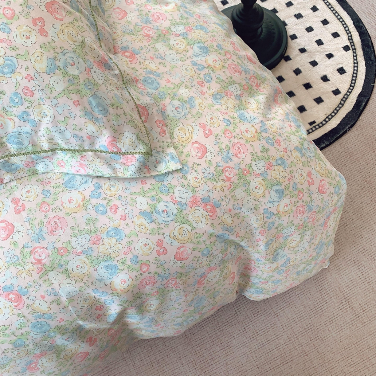 91家纺网 家纺一手货源 找家纺 莱豫家纺 2025新款亲肤舒适小清新印花纯棉四件套 碧野