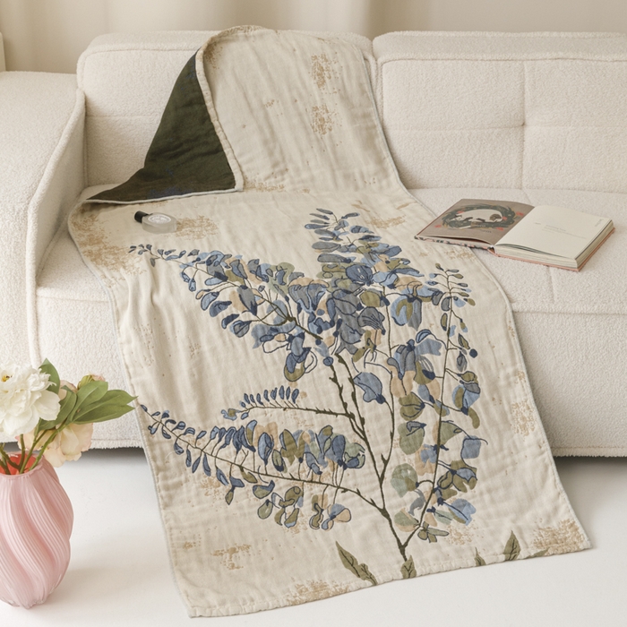 91家纺网 家纺一手货源 找家纺 （总）爱港家纺 2025新款全棉全彩纱浴巾 披肩毯 午睡纱布毯