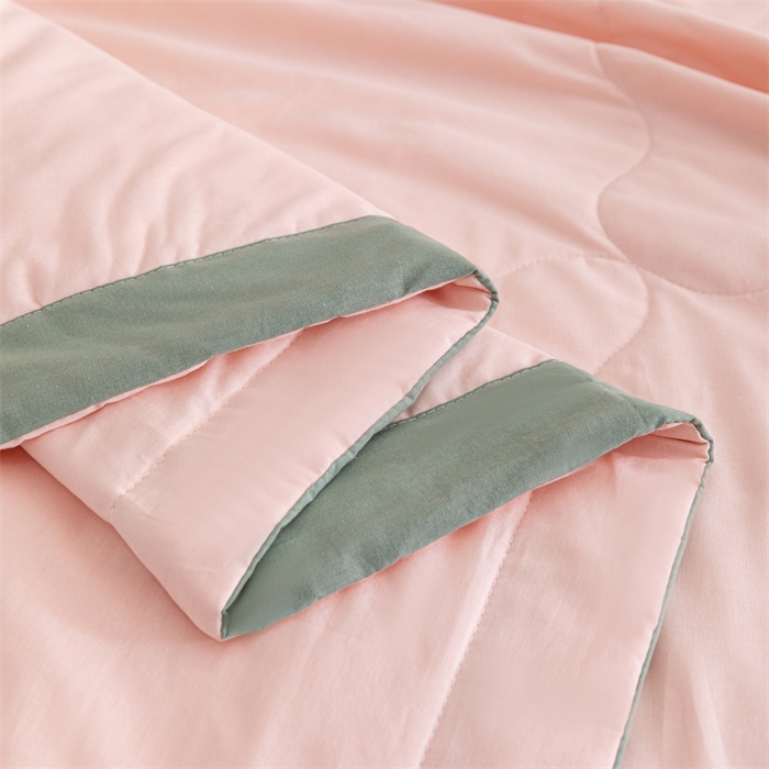 91家纺网 家纺一手货源 找家纺 天瑜家纺 2025新款全棉纯色水洗棉夏被被子被芯 浅粉