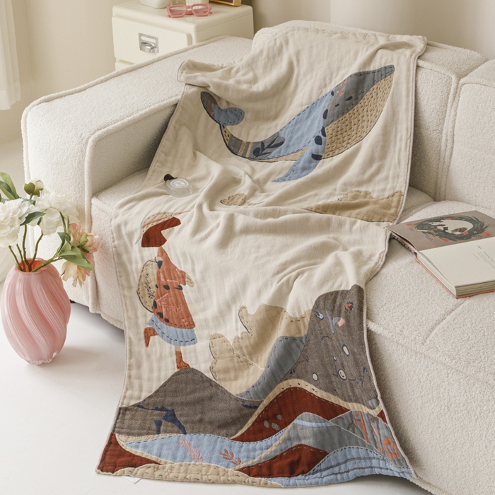 91家纺网 家纺一手货源 找家纺 （总）爱港家纺 2025新款全棉全彩纱浴巾 披肩毯 午睡纱布毯