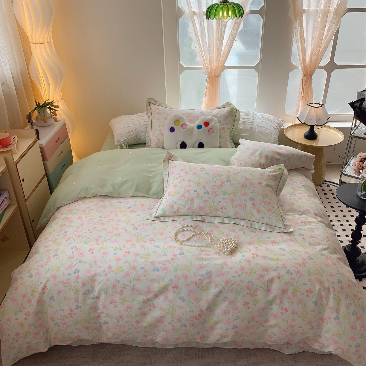 莱豫家纺 2025新款亲肤舒适小清新印花纯棉四件套 蒂芙娜