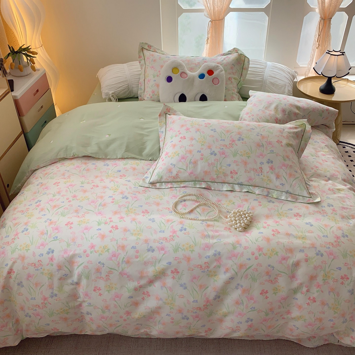 91家纺网 家纺一手货源 找家纺 莱豫家纺 2025新款亲肤舒适小清新印花纯棉四件套 蒂芙娜