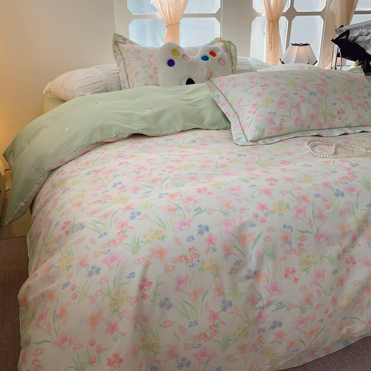 91家纺网 家纺一手货源 找家纺 莱豫家纺 2025新款亲肤舒适小清新印花纯棉四件套 蒂芙娜