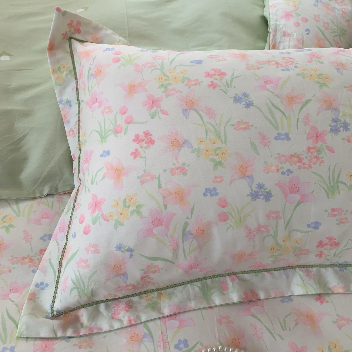 91家纺网 家纺一手货源 找家纺 莱豫家纺 2025新款亲肤舒适小清新印花纯棉四件套 蒂芙娜