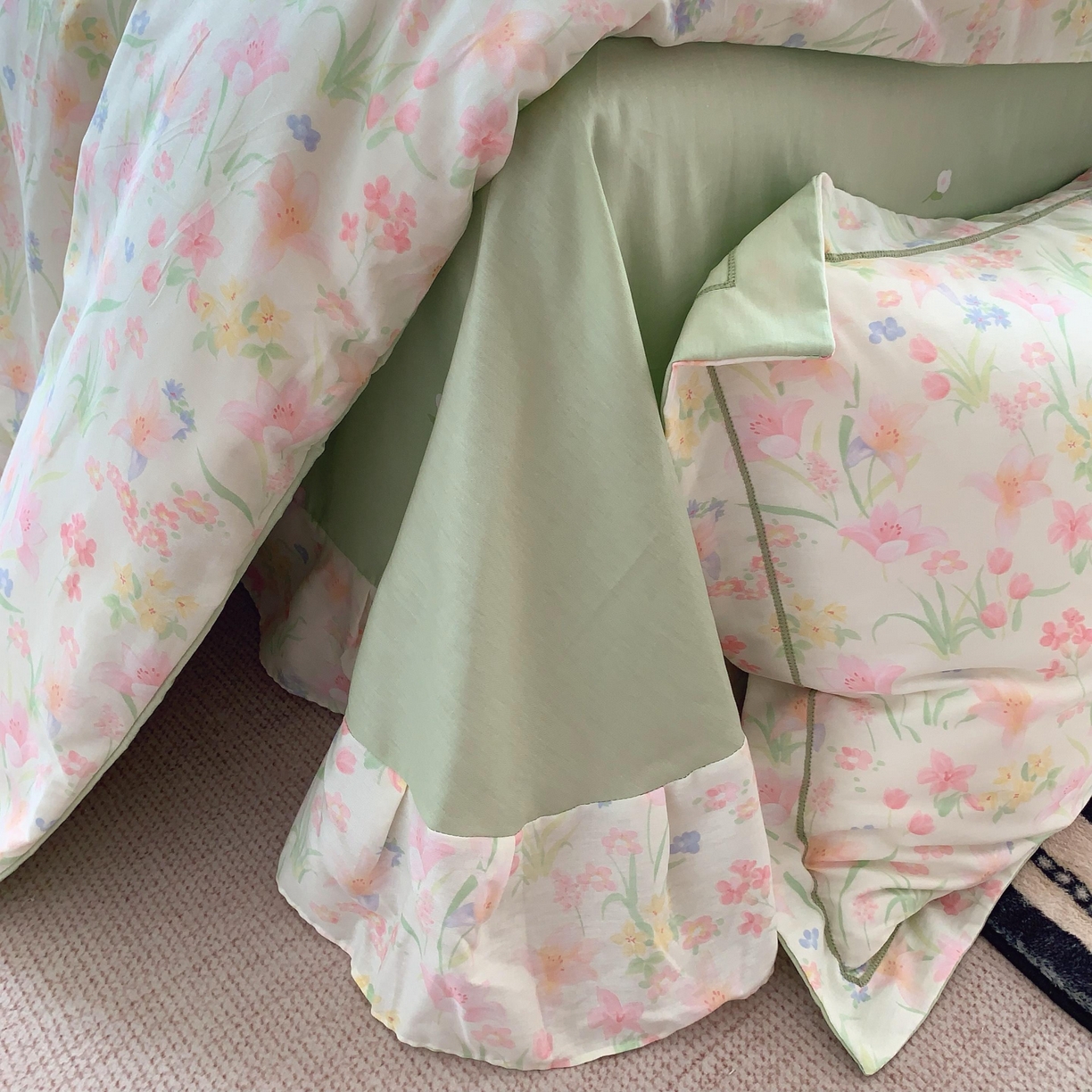 91家纺网 家纺一手货源 找家纺 莱豫家纺 2025新款亲肤舒适小清新印花纯棉四件套 蒂芙娜