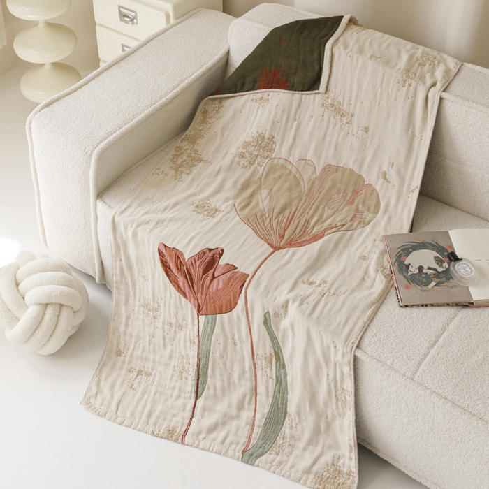 91家纺网 家纺一手货源 找家纺 爱港家纺 2025新款全棉全彩纱浴巾 披肩毯 午睡纱布毯 浴巾-闭月-貂蝉 75*150cm/条