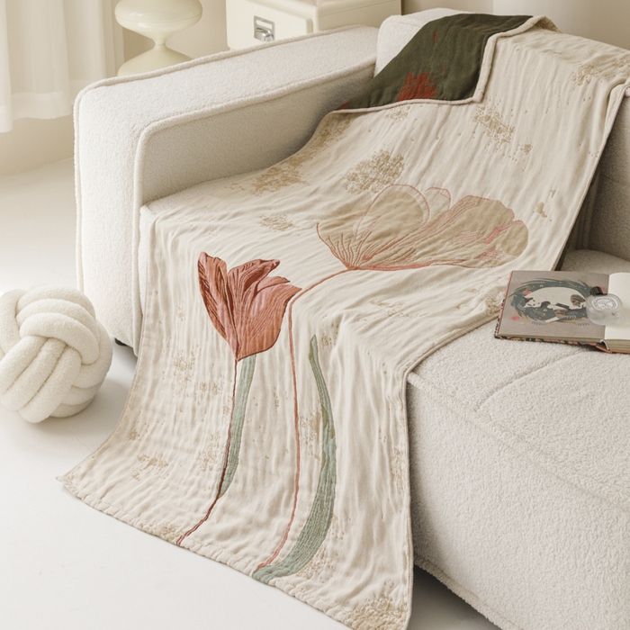 91家纺网 家纺一手货源 找家纺 爱港家纺 2025新款全棉全彩纱浴巾 披肩毯 午睡纱布毯 浴巾-闭月-貂蝉 75*150cm/条