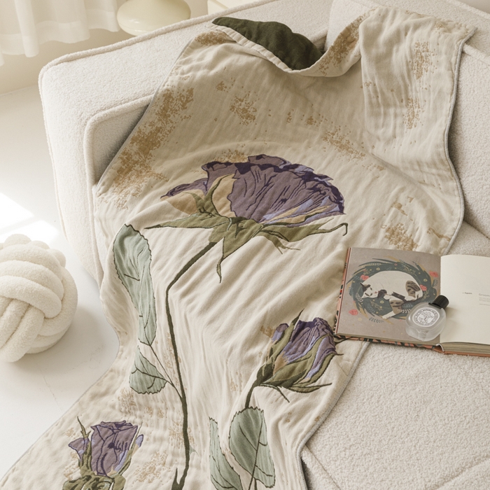 91家纺网 家纺一手货源 找家纺 爱港家纺 2025新款全棉全彩纱浴巾 披肩毯 午睡纱布毯 浴巾-沉鱼-西施 75*150cm/条