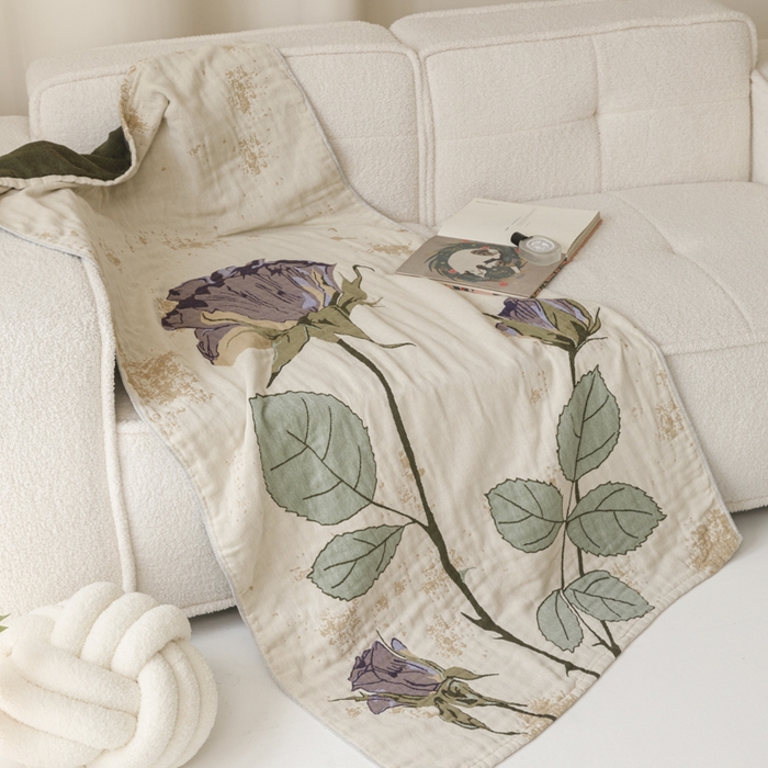 91家纺网 家纺一手货源 找家纺 爱港家纺 2025新款全棉全彩纱浴巾 披肩毯 午睡纱布毯 浴巾-沉鱼-西施 75*150cm/条