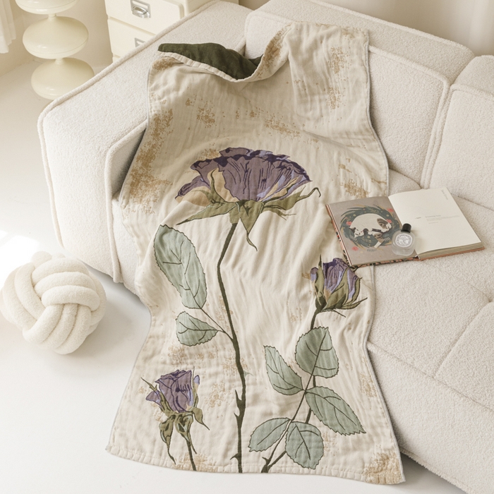 91家纺网 家纺一手货源 找家纺 爱港家纺 2025新款全棉全彩纱浴巾 披肩毯 午睡纱布毯 浴巾-沉鱼-西施 75*150cm/条