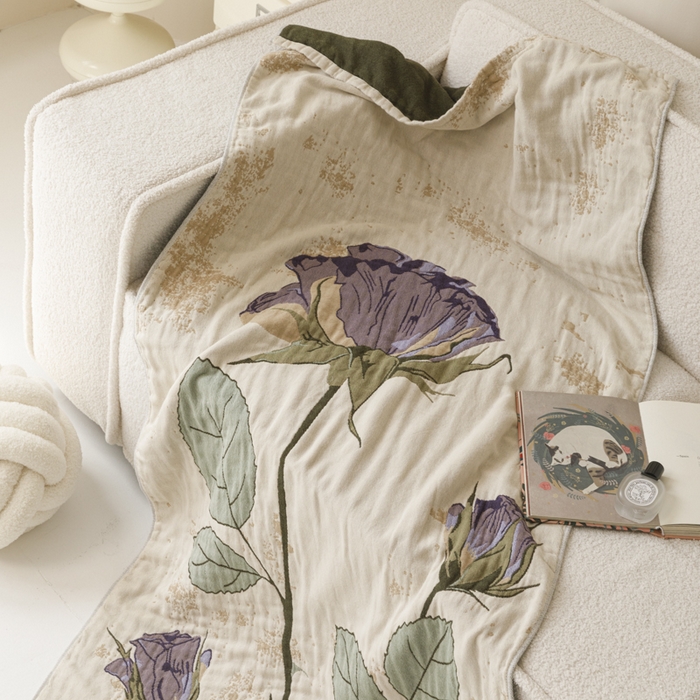 91家纺网 家纺一手货源 找家纺 爱港家纺 2025新款全棉全彩纱浴巾 披肩毯 午睡纱布毯 浴巾-沉鱼-西施 75*150cm/条