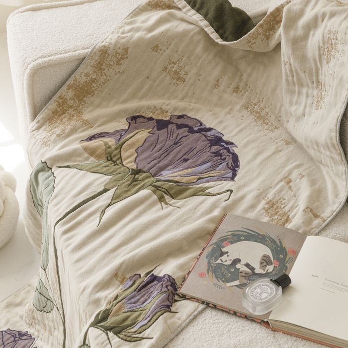 91家纺网 家纺一手货源 找家纺 爱港家纺 2025新款全棉全彩纱浴巾 披肩毯 午睡纱布毯 浴巾-沉鱼-西施 75*150cm/条