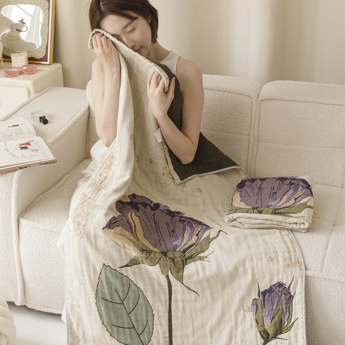 91家纺网 家纺一手货源 找家纺 爱港家纺 2025新款全棉全彩纱浴巾 披肩毯 午睡纱布毯 浴巾-沉鱼-西施 75*150cm/条