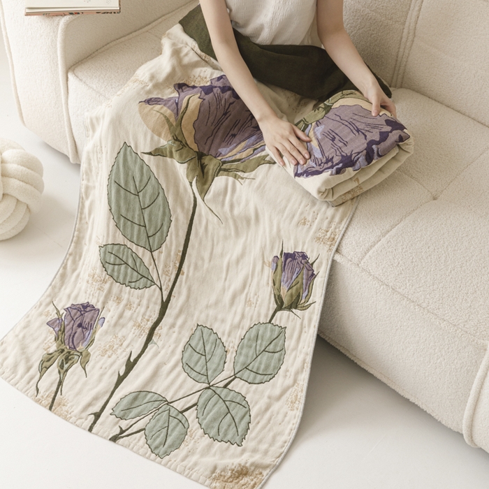 91家纺网 家纺一手货源 找家纺 爱港家纺 2025新款全棉全彩纱浴巾 披肩毯 午睡纱布毯 浴巾-沉鱼-西施 75*150cm/条