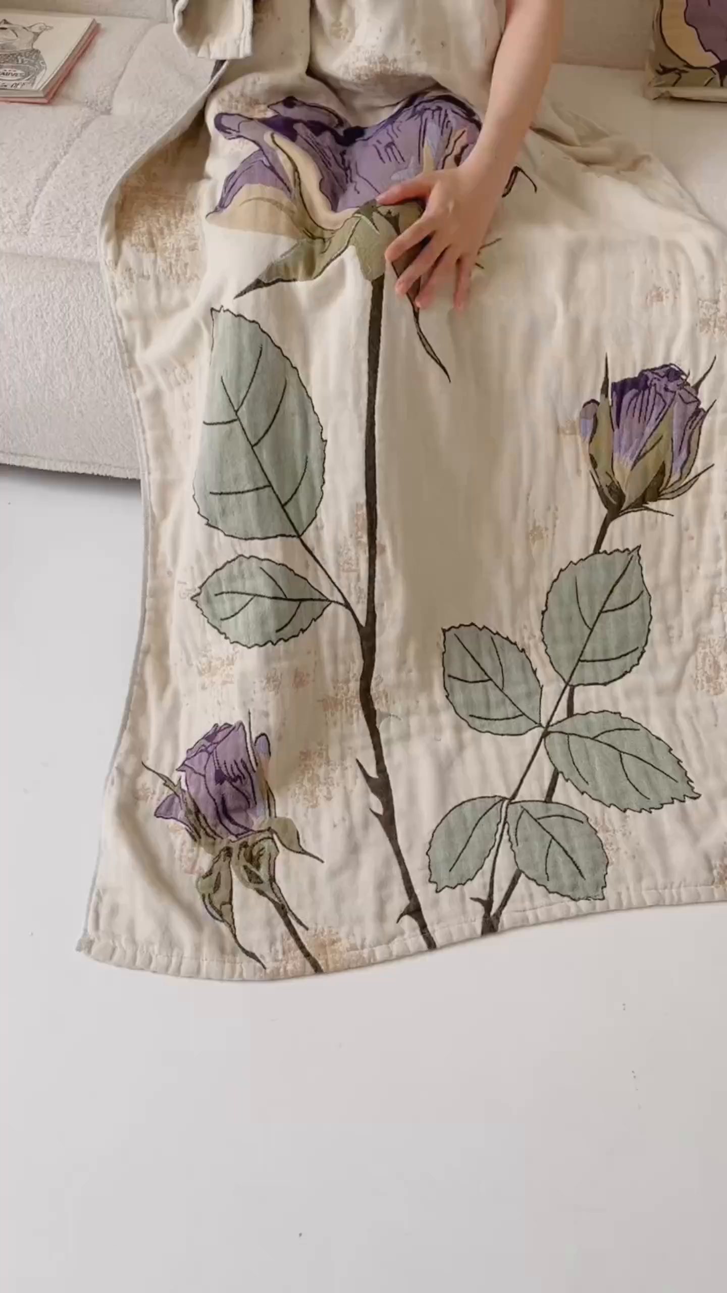 91家纺网 家纺一手货源 找家纺 爱港家纺 2025新款全棉全彩纱浴巾 披肩毯 午睡纱布毯 浴巾-沉鱼-西施 75*150cm/条