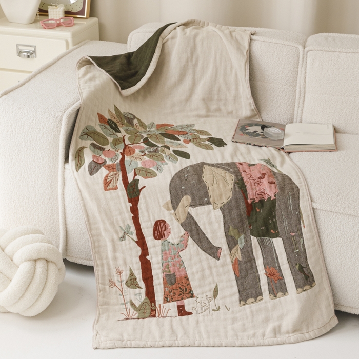 91家纺网 家纺一手货源 找家纺 爱港家纺 2025新款全棉全彩纱浴巾 披肩毯 午睡纱布毯 浴巾-和谐-自然 75*150cm/条