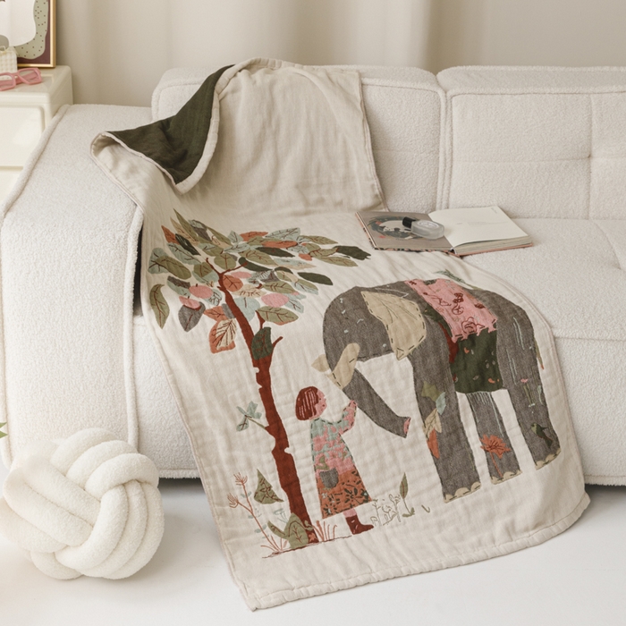 91家纺网 家纺一手货源 找家纺 爱港家纺 2025新款全棉全彩纱浴巾 披肩毯 午睡纱布毯 浴巾-和谐-自然 75*150cm/条