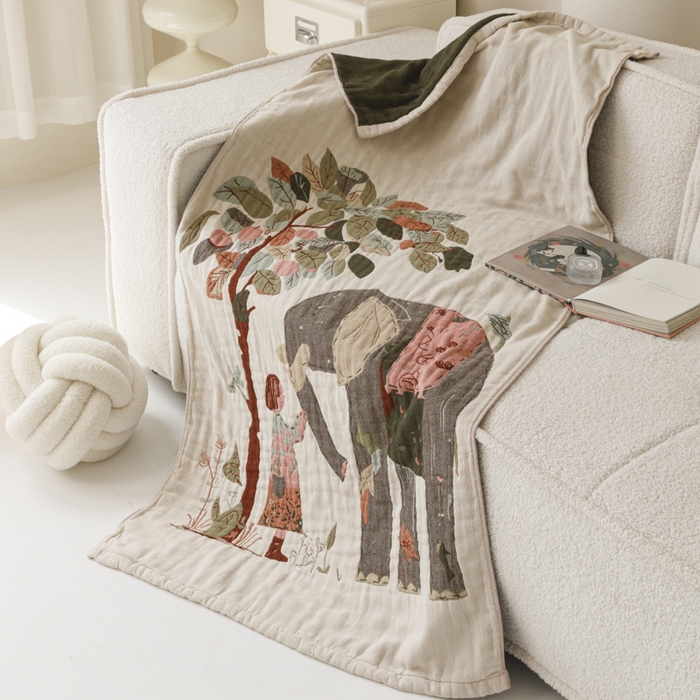 91家纺网 家纺一手货源 找家纺 爱港家纺 2025新款全棉全彩纱浴巾 披肩毯 午睡纱布毯 浴巾-和谐-自然 75*150cm/条