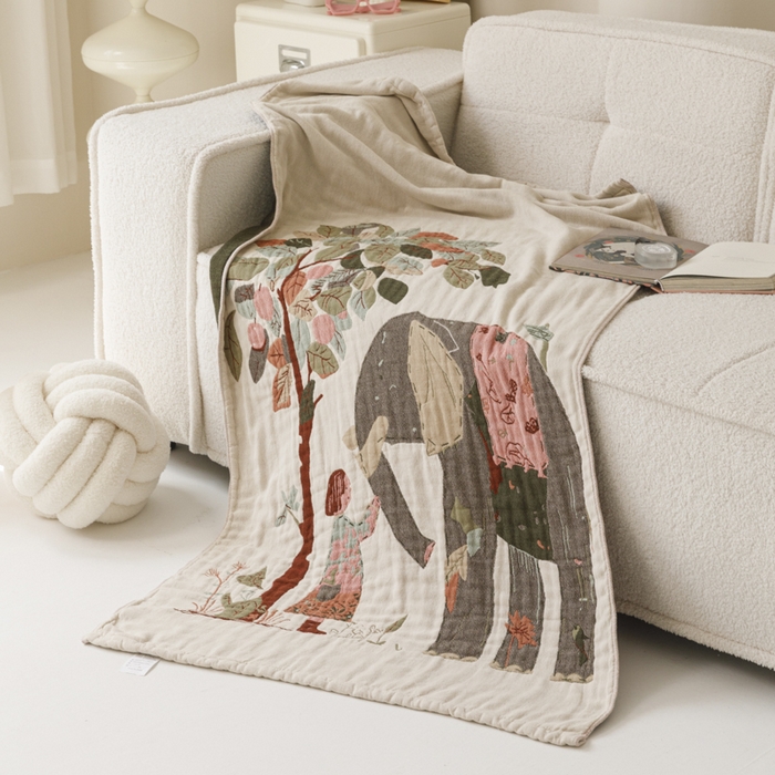 91家纺网 家纺一手货源 找家纺 爱港家纺 2025新款全棉全彩纱浴巾 披肩毯 午睡纱布毯 浴巾-和谐-自然 75*150cm/条