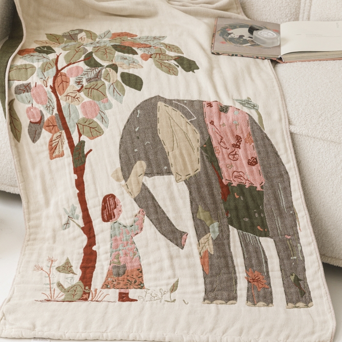 91家纺网 家纺一手货源 找家纺 爱港家纺 2025新款全棉全彩纱浴巾 披肩毯 午睡纱布毯 浴巾-和谐-自然 75*150cm/条