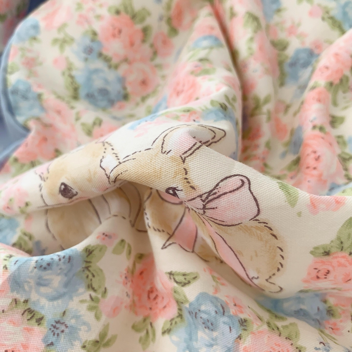 91家纺网 家纺一手货源 找家纺 莱豫家纺 2025新款亲肤舒适小清新印花纯棉四件套 花仙兔