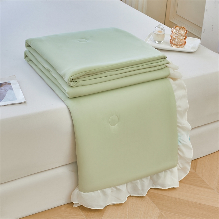 91家纺网 家纺一手货源 找家纺 （总）虹星家纺 2025新款A类冰感凉豆豆床裙席夏被夏凉被空调被四件套-素夏