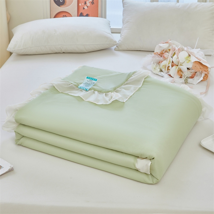 91家纺网 家纺一手货源 找家纺 （总）虹星家纺 2025新款A类冰感凉豆豆床裙席夏被夏凉被空调被四件套-素夏