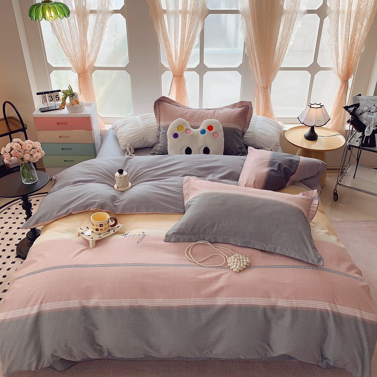 莱豫家纺 2025新款亲肤舒适小清新印花纯棉四件套 华尔娜