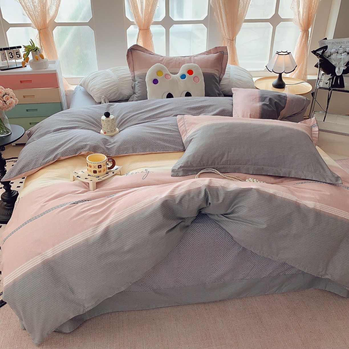 91家纺网 家纺一手货源 找家纺 莱豫家纺 2025新款亲肤舒适小清新印花纯棉四件套 华尔娜