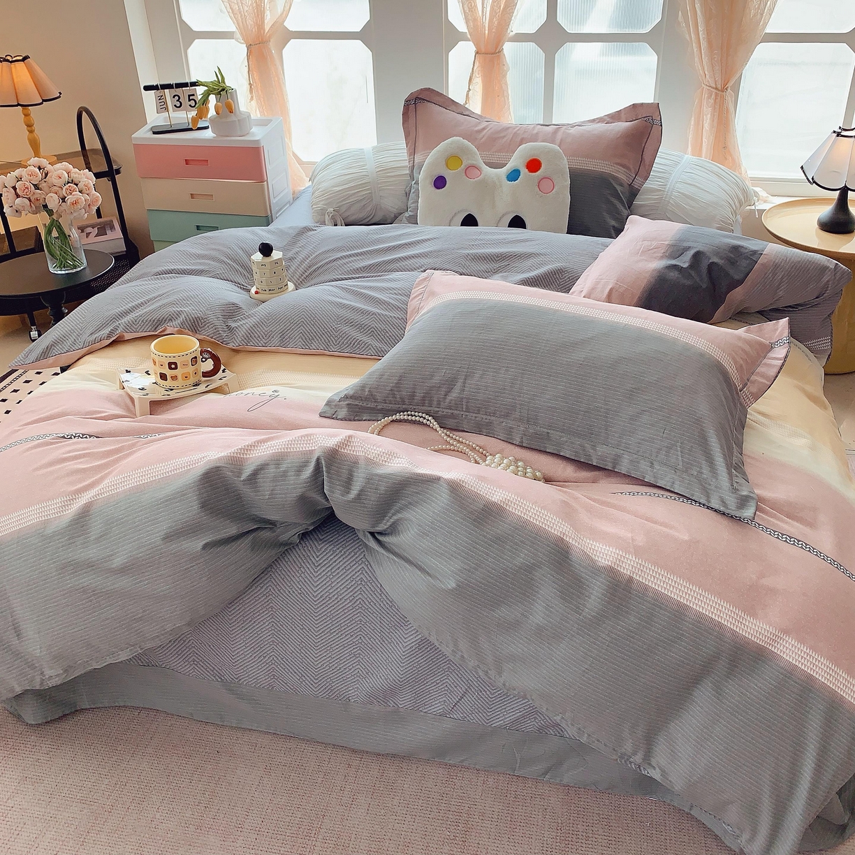 91家纺网 家纺一手货源 找家纺 莱豫家纺 2025新款亲肤舒适小清新印花纯棉四件套 华尔娜