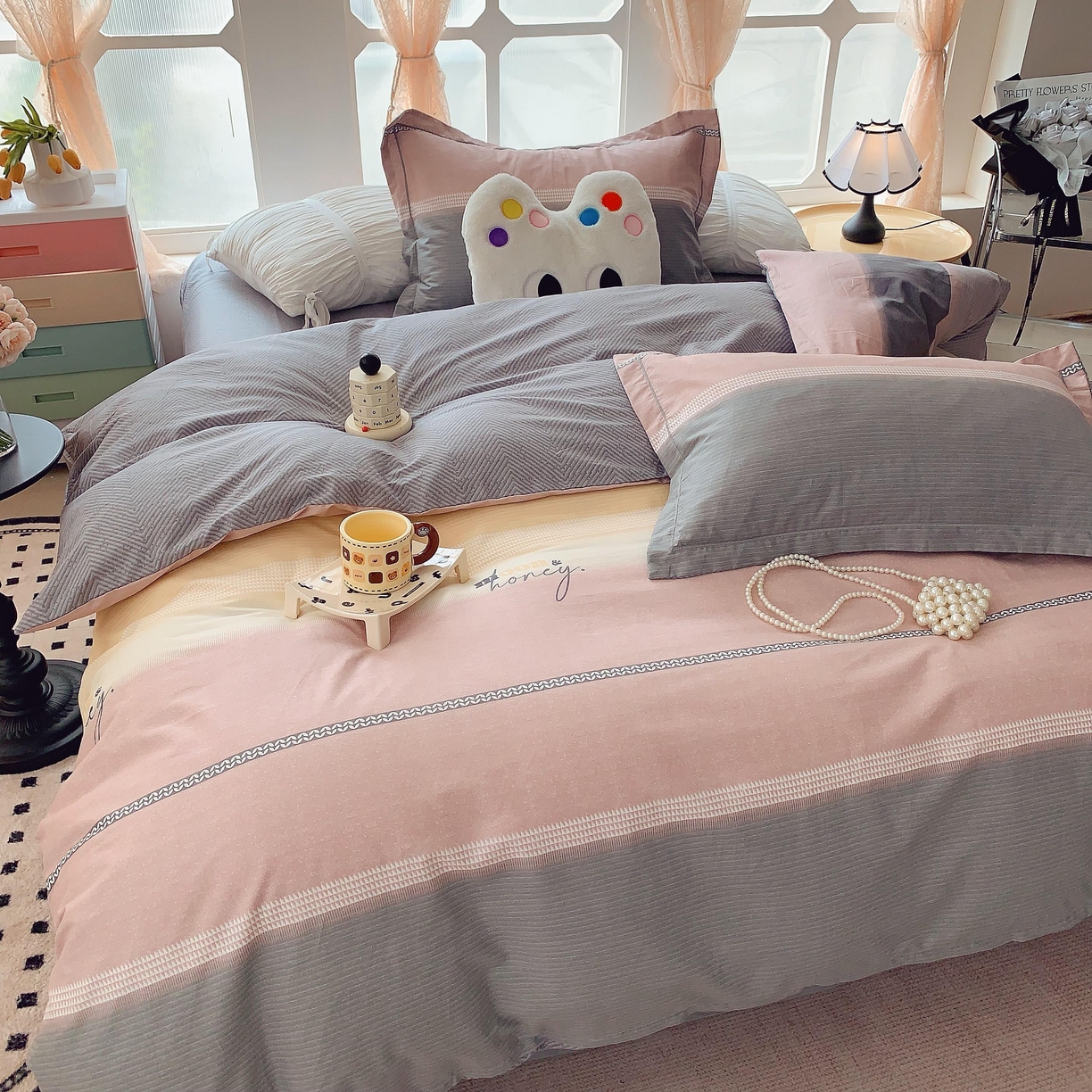 91家纺网 家纺一手货源 找家纺 莱豫家纺 2025新款亲肤舒适小清新印花纯棉四件套 华尔娜