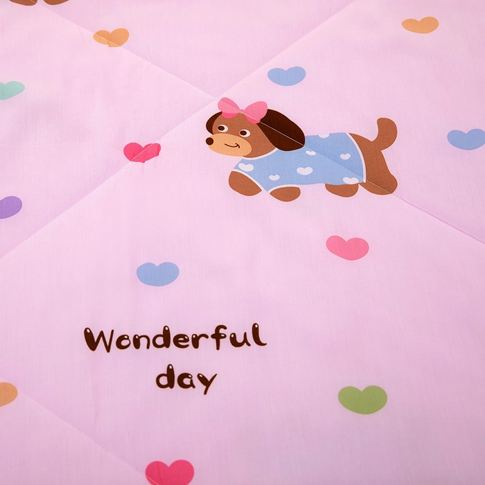 91家纺网 家纺一手货源 找家纺 天瑜家纺 2025新款棉绸夏被苏香绸舒香绸夏凉被人造棉空调被 爱心狗粉