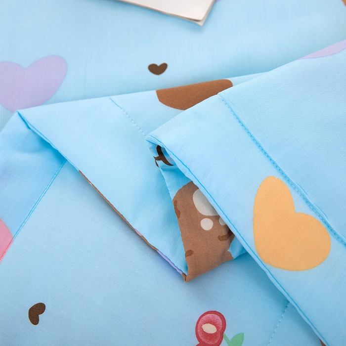 91家纺网 家纺一手货源 找家纺 天瑜家纺 2025新款棉绸夏被苏香绸舒香绸夏凉被人造棉空调被 爱心熊蓝