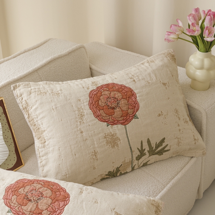 91家纺网 家纺一手货源 找家纺 （总）爱港家纺 2025新款全棉色织纱枕巾 花卉枕头巾 隔热耐脏防滑枕巾