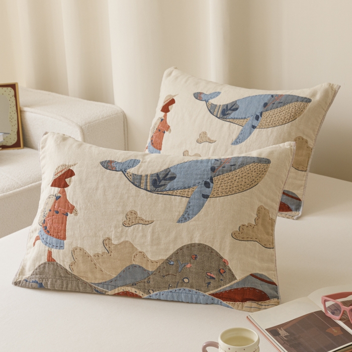 91家纺网 家纺一手货源 找家纺 （总）爱港家纺 2025新款全棉色织纱枕巾 花卉枕头巾 隔热耐脏防滑枕巾