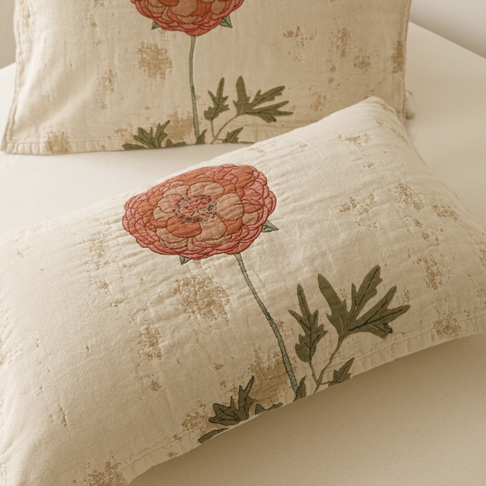 91家纺网 家纺一手货源 找家纺 爱港家纺 2025新款全棉色织纱枕巾 花卉枕头巾 隔热耐脏防滑枕巾 枕巾-羞花-贵妃 52*75cm/只