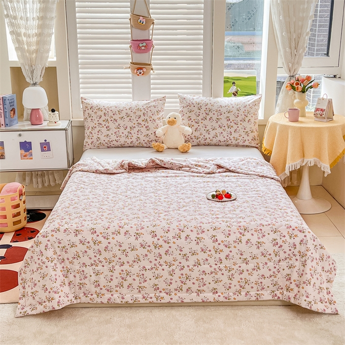 天瑜家纺 2025新款棉绸夏被苏香绸舒香绸夏凉被人造棉空调被 春日粉