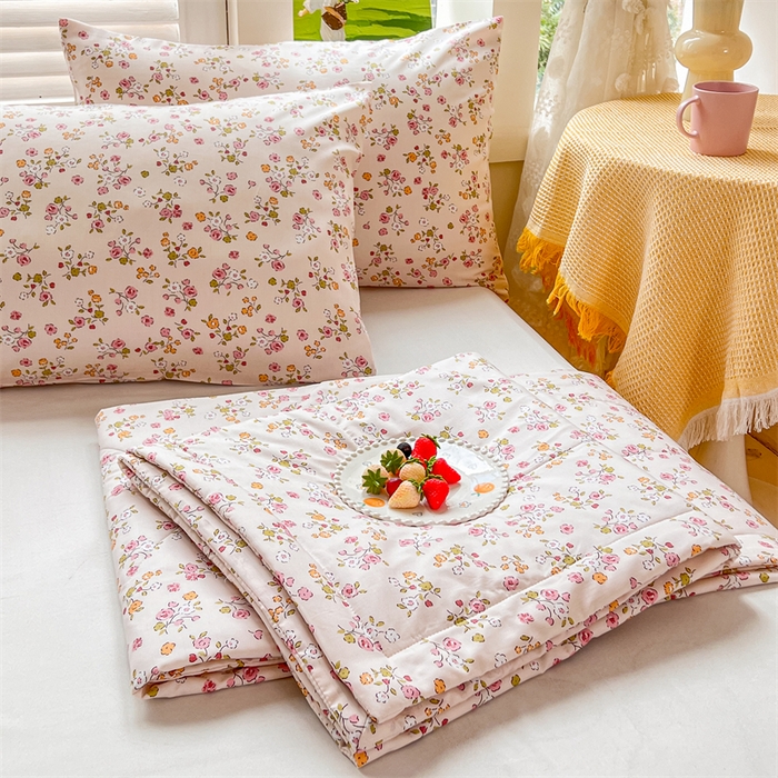 91家纺网 家纺一手货源 找家纺 天瑜家纺 2025新款棉绸夏被苏香绸舒香绸夏凉被人造棉空调被 春日粉